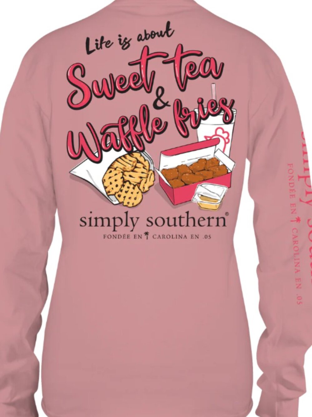 Simply Southern Pink Sweet Tea & Waffle Fries Graphic Long Sleeve